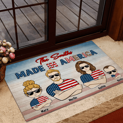 Made In America Family Personalized Doormat, US Independence Gift for Couples, Husband, Wife, Parents, Lovers - DM078PS01 - BMGifts