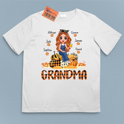 Maple Leaf With Pumpkin Grandma Personalized Shirt, Personalized Gift for Nana, Grandma, Grandmother, Grandparents - TS103PS14 - BMGifts