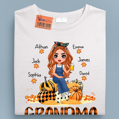 Maple Leaf With Pumpkin Grandma Personalized Shirt, Personalized Gift for Nana, Grandma, Grandmother, Grandparents - TS103PS14 - BMGifts