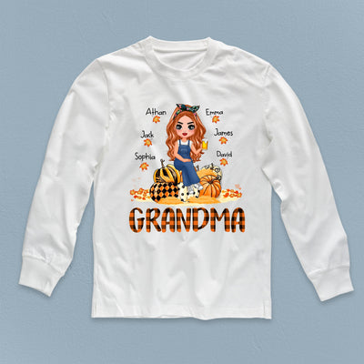 Maple Leaf With Pumpkin Grandma Personalized Shirt, Personalized Gift for Nana, Grandma, Grandmother, Grandparents - TS103PS14 - BMGifts