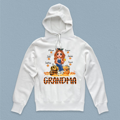 Maple Leaf With Pumpkin Grandma Personalized Shirt, Personalized Gift for Nana, Grandma, Grandmother, Grandparents - TS103PS14 - BMGifts