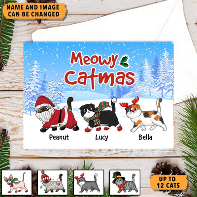 Meowy Catmas Cat Personalized Postcard, Christmas Gift for Cat Lovers, Cat Dad, Cat Mom - PO004PS01 - BMGifts