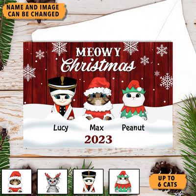 Meowy Christmas Cat Personalized Postcard, Christmas Gift for Cat Lovers, Cat Dad, Cat Mom - PO007PS01 - BMGifts