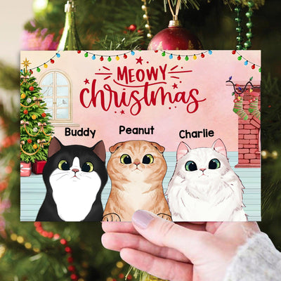 Meowy Christmas Cat Personalized Postcard, Christmas Gift for Cat Lovers, Cat Mom, Cat Dad - PO002PS14 - BMGifts