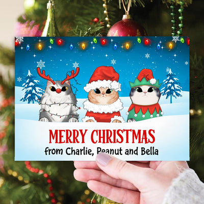 Merry Christmas Cat Personalized Postcard, Christmas Gift for Cat Lovers, Cat Mom, Cat Dad - PO001PS05 - BMGifts