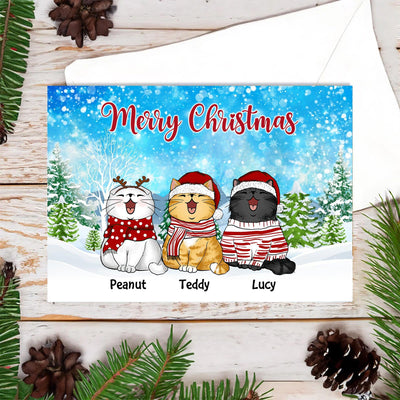 Merry Christmas Cat Personalized Postcard, Christmas Gift for Cat Lovers, Cat Mom, Cat Dad - PO003PS14 - BMGifts