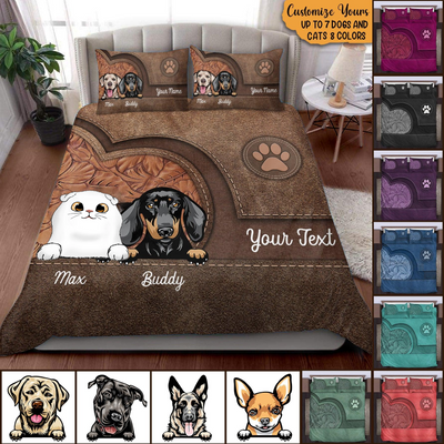 Dogs & Cats Personalized Bedding Set, Personalized Gift for Dog Lovers, Dog Dad, Dog Mom - BD113PS01