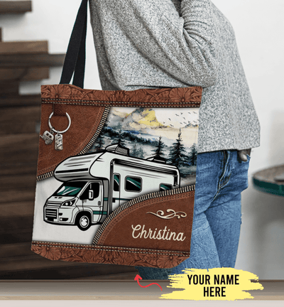 Motor Caravan Camping Personalized All Over Tote Bag, Personalized Gift for Camping Lovers - TO024PS14 - BMGifts