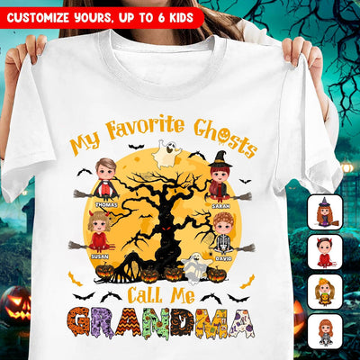 My Favorite Ghosts Call Me Grandma Grandma Personalized Shirt, Halloween Gift for Nana, Grandma, Grandmother, Grandparents - TSB90PS02 - BMGifts