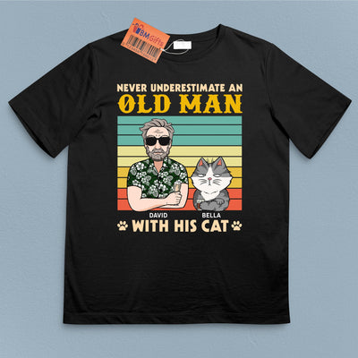 Never Underestimate An Old Man With His Cats Cat Personalized Shirt, Personalized Gift for Cat Lovers, Cat Mom, Cat Dad - TSC47PS02 - BMGifts