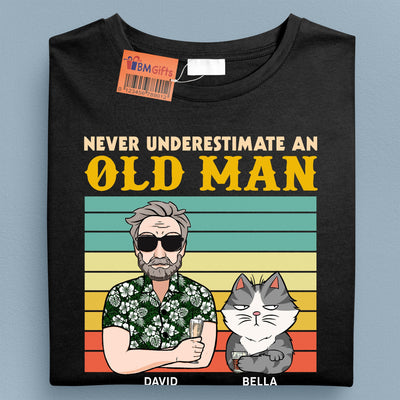 Never Underestimate An Old Man With His Cats Cat Personalized Shirt, Personalized Gift for Cat Lovers, Cat Mom, Cat Dad - TSC47PS02 - BMGifts