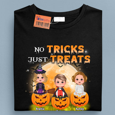 No Tricks Just Treats With My Grandkids Grandma Personalized Shirt, Halloween Gift for Nana, Grandma, Grandmother, Grandparents - TSB73PS02 - BMGifts