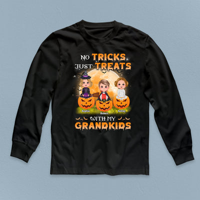 No Tricks Just Treats With My Grandkids Grandma Personalized Shirt, Halloween Gift for Nana, Grandma, Grandmother, Grandparents - TSB73PS02 - BMGifts