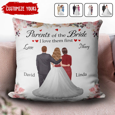 Parents Of The Bride Mother Personalized Linen Pillow, Personalized Mother's Day Gift for Mom, Mama, Parents, Mother, Grandmother - PL053PS01 - BMGifts