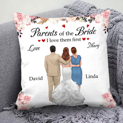 Parents Of The Bride Mother Personalized Linen Pillow, Personalized Mother's Day Gift for Mom, Mama, Parents, Mother, Grandmother - PL053PS01 - BMGifts