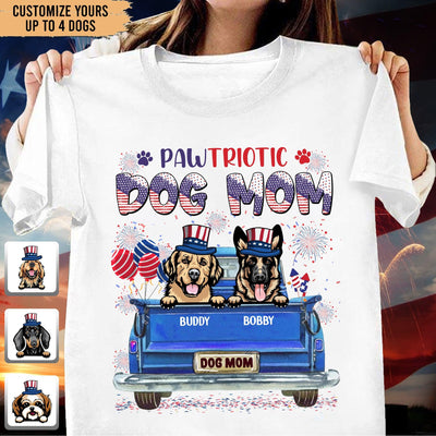 Paw Triotic Dog Mom Dog Personalized Shirt, US Independence Day Gift for Dog Lovers, Dog Dad, Dog Mom - TS062PS14 - BMGifts