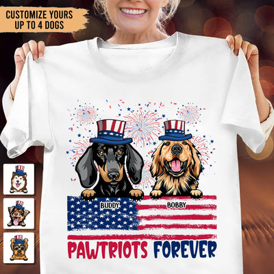 Pawtriots Forever Dog Personalized Shirt, US Independence Day Gift for Dog Lovers, Dog Dad, Dog Mom - TS986PS01 - BMGifts