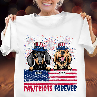 Pawtriots Forever Dog Personalized Shirt, US Independence Day Gift for Dog Lovers, Dog Dad, Dog Mom - TS986PS01 - BMGifts