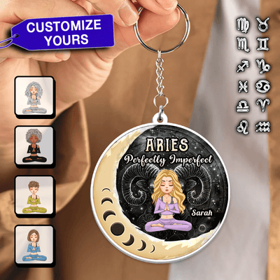 Perfectly Imperfect Zodiac Personalized Acrylic Keychain, Zodiac Sign Astrology Gifts for Her - AK006PS14 - BMGifts