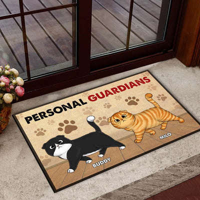 Personal Guardians Cat Personalized Doormat, Personalized Gift for Cat Lovers, Cat Dad, Cat Mom - DM003PS15 - BMGifts