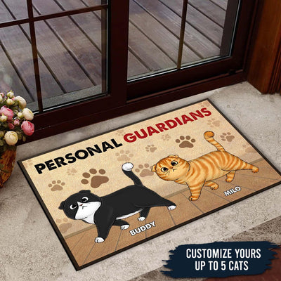 Personal Guardians Cat Personalized Doormat, Personalized Gift for Cat Lovers, Cat Dad, Cat Mom - DM003PS15 - BMGifts