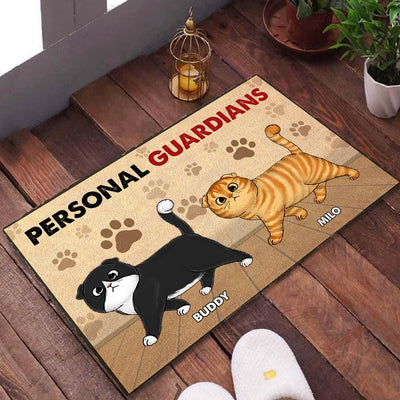 Personal Guardians Cat Personalized Doormat, Personalized Gift for Cat Lovers, Cat Dad, Cat Mom - DM003PS15 - BMGifts