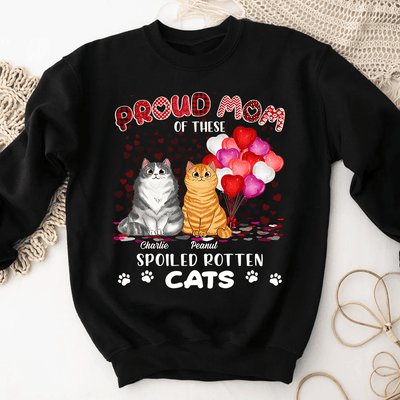 Proud Mom Of A Spoiled Rotten Cat Named Personalized Shirt, Personalized Mother's Day Gift for Cat Lovers, Cat Dad, Cat Mom - TS377PS05 - BMGifts