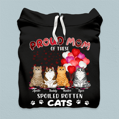 Proud Mom Of A Spoiled Rotten Cat Named Personalized Shirt, Personalized Mother's Day Gift for Cat Lovers, Cat Dad, Cat Mom - TS377PS05 - BMGifts