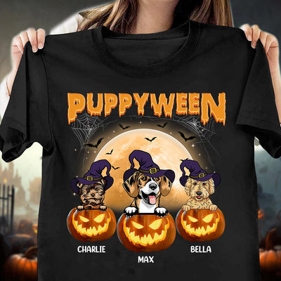 Puppyween Dog Personalized T-shirt, Personalized Halloween Gift for Dog Lovers, Dog Dad, Dog Mom - TS070PS15 - BMGifts