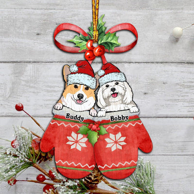 Red Mitten Dog Personalized Custom Shaped Ornament, Christmas Gift for Dog Lovers, Dog Dad, Dog Mom - WO003PS14 - BMGifts