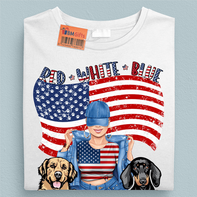 Red White Blue Dog Personalized Shirt, US Independence Day Gift for Dog Lovers, Dog Dad, Dog Mom - TSB04PS02 - BMGifts