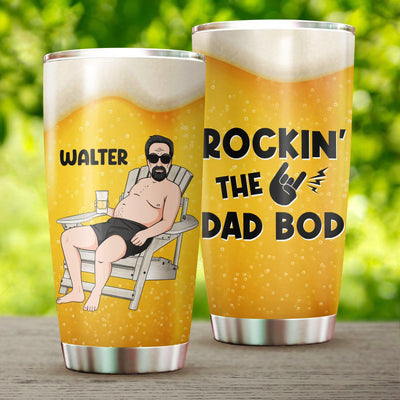 Rockin The Dad Bod Father Personalized Tumbler, Father’s Day Gift for Dad, Papa, Parents, Father, Grandfather - TB120PS02 - BMGifts