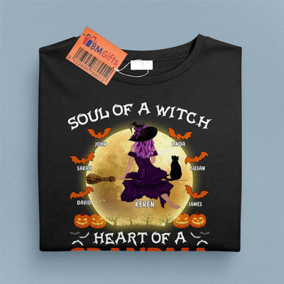 Soul Of A Witch Grandma Personalized Shirt, Halloween Gift for Nana, Grandma, Grandmother, Grandparents - TSA06PS01 - BMGifts