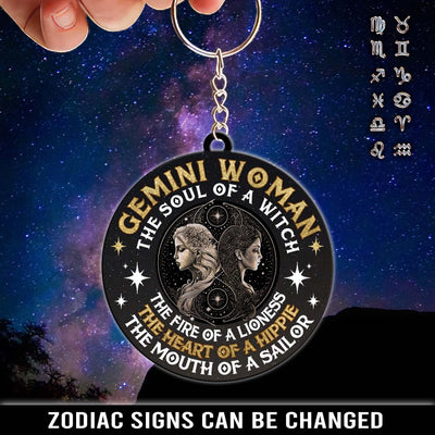 The Soul Of A Witch Zodiac Personalized Acrylic Keychain, Zodiac Sign Astrology Gifts for Her - AK004PS14 - BMGifts