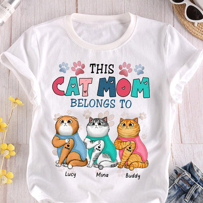 This Cat Mom Belongs To Cat Personalized Shirt, Mother’s Day Gift for Cat Lovers, Cat Mom, Cat Dad - TS690PS02 - BMGifts