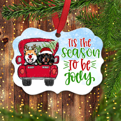 Tis The Season To Be Jolly Dog Personalized Aluminium Medallion Ornament, Christmas Gift for Dog Lovers, Dog Dad, Dog Mom - AO001PS14 - BMGifts