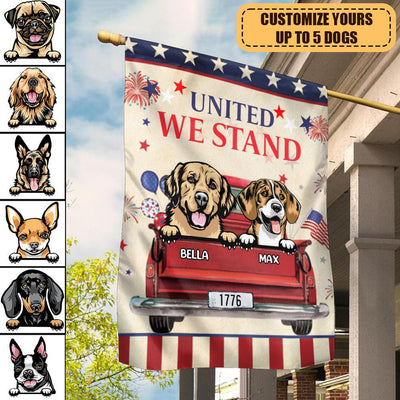 United We Stand Dog Personalized Flag, US Independence Day Gift for Dog Lovers, Dog Dad, Dog Mom - GA013PS14 - BMGifts