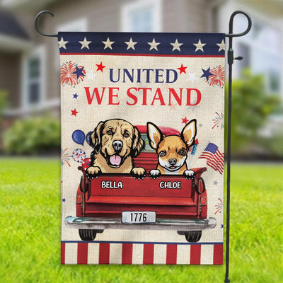 United We Stand Dog Personalized Flag, US Independence Day Gift for Dog Lovers, Dog Dad, Dog Mom - GA013PS14 - BMGifts