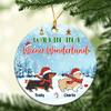 Walkin' In A Wiener Wonderland Dog Personalized Round Ornament, Christmas Gift for Dog Lovers, Dog Dad, Dog Mom - RO003PS14 - BMGifts