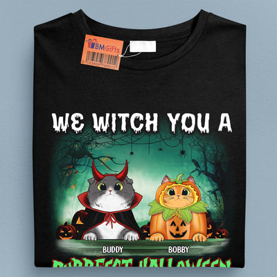 We Witch You A Purrfect Halloween Cat Personalized Shirt, Halloween Gift for Cat Lovers, Cat Mom, Cat Dad - TSB68PS02 - BMGifts