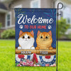Welcom To Our Home Cat Personalized Flag, US Independence Day Gift for Cat Lovers, Cat Mom, Cat Dad - GA008PS14 - BMGifts