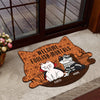 Welcome Foolish Mortals Cat Personalized Custom Shaped Doormat, Halloween Gift for Cat Lovers, Cat Mom, Cat Dad - CD001PS14 - BMGifts