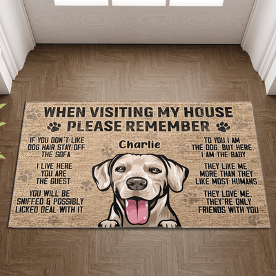 When Visting Our House Dog Personalized Doormat, Personalized Gift for Dog Lovers, Dog Dad, Dog Mom - DM003PS14 - BMGifts