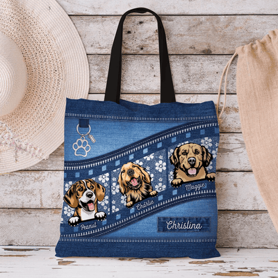 White Flower And Blue Pattern Dog Personalized All Over Tote Bag, Personalized Gift for Dog Lovers, Dog Dad, Dog Mom- TO022PS14 - BMGifts