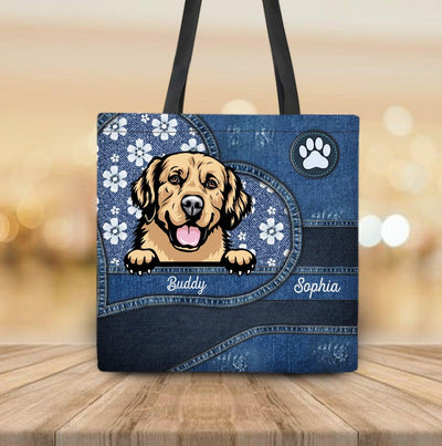 White Flowers With Heart Shape Dog Personalized All Over Tote Bag, Personalized Gift for Dog Lovers, Dog Dad, Dog Mom - TO021PS14 - BMGifts
