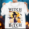 Witch By Birth Bitch By Choice Cat Personalized Shirt, Halloween Gift for Cat Lovers, Cat Mom, Cat Dad - TSB30PS02 - BMGifts