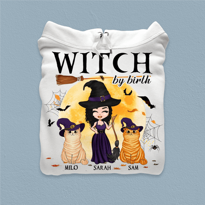 Witch By Birth Bitch By Choice Cat Personalized Shirt, Halloween Gift for Cat Lovers, Cat Mom, Cat Dad - TSB30PS02 - BMGifts