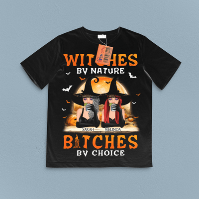 Witches By Nature Bitches By Choice Bestie Personalized Shirt, Halloween Gift for Besties, Sisters, Best Friends, Siblings - TSA95PS02 - BMGifts