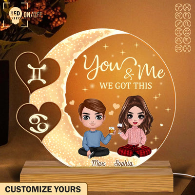 You & Me We Got This Zodiac Personalized Plaque LED Night Light, Zodiac Sign Astrology Gifts for Her - LP002PS02 - BMGifts