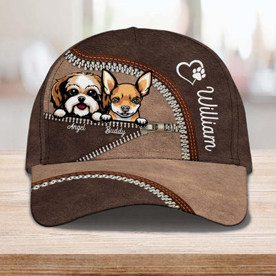 Zipper Closure Dog Personalized Classic Cap, Father’s Day Gift for Dog Lovers, Dog Dad, Dog Mom - CP020PS14 - BMGifts